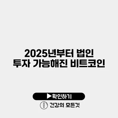2025년부터 법인 투자 가능해진 비트코인