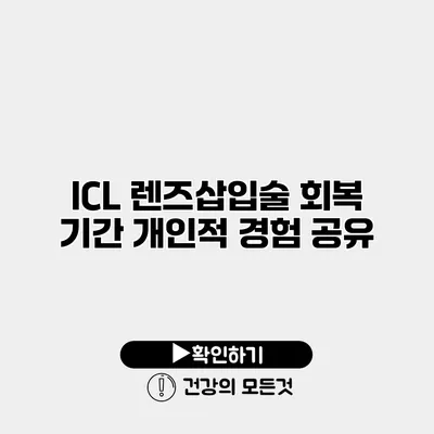 ICL 렌즈삽입술 회복 기간 개인적 경험 공유