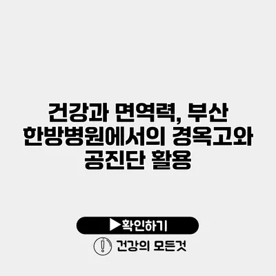 건강과 면역력, 부산 한방병원에서의 경옥고와 공진단 활용