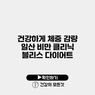 건강하게 체중 감량 일산 비만 클리닉 블리스 다이어트