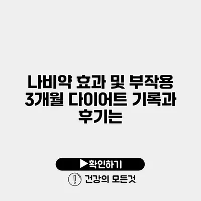 나비약 효과 및 부작용 3개월 다이어트 기록과 후기는?