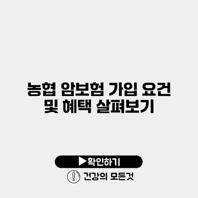 농협 암보험 가입 요건 및 혜택 살펴보기