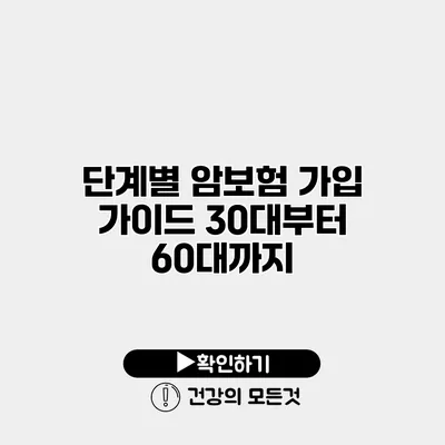 단계별 암보험 가입 가이드 30대부터 60대까지
