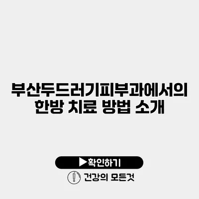 부산두드러기피부과에서의 한방 치료 방법 소개