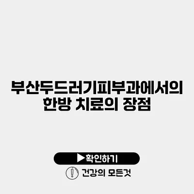 부산두드러기피부과에서의 한방 치료의 장점