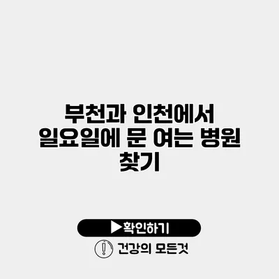 부천과 인천에서 일요일에 문 여는 병원 찾기