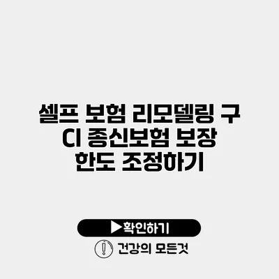 셀프 보험 리모델링 구 CI 종신보험 보장 한도 조정하기