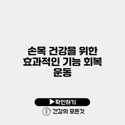 손목 건강을 위한 효과적인 기능 회복 운동