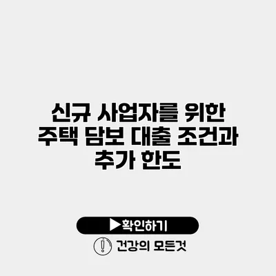 신규 사업자를 위한 주택 담보 대출 조건과 추가 한도