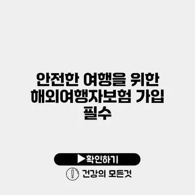 안전한 여행을 위한 해외여행자보험 가입 필수