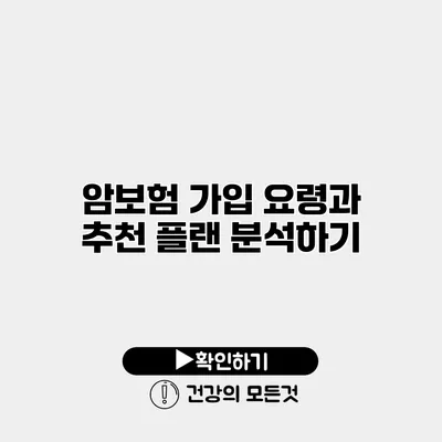 암보험 가입 요령과 추천 플랜 분석하기
