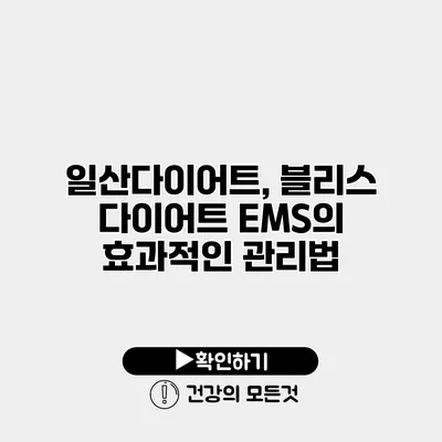 일산다이어트, 블리스 다이어트 EMS의 효과적인 관리법