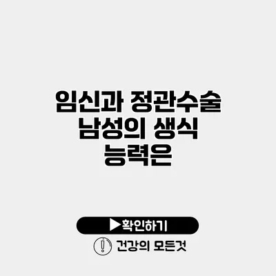 임신과 정관수술 남성의 생식 능력은?