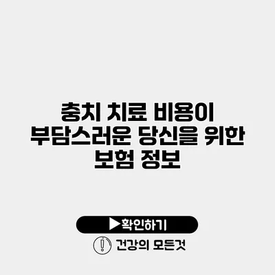 충치 치료 비용이 부담스러운 당신을 위한 보험 정보
