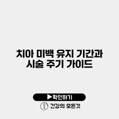치아 미백 유지 기간과 시술 주기 가이드