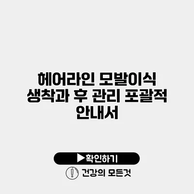헤어라인 모발이식 생착과 후 관리 포괄적 안내서