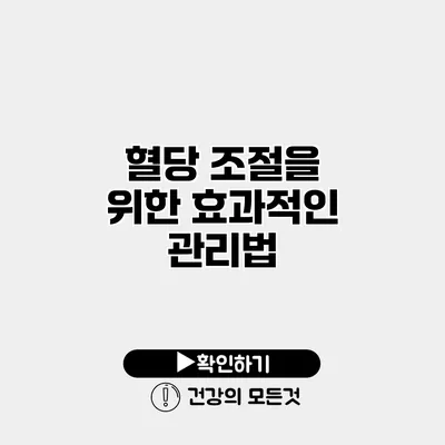혈당 조절을 위한 효과적인 관리법