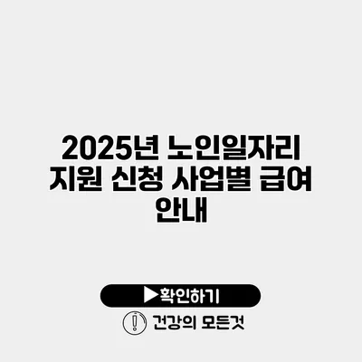 2025년 노인일자리 지원 신청 사업별 급여 안내