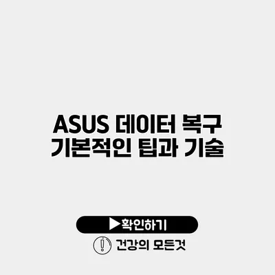 ASUS 데이터 복구 기본적인 팁과 기술