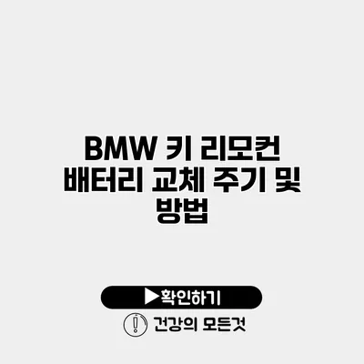 BMW 키 리모컨 배터리 교체 주기 및 방법