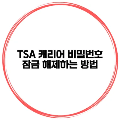 TSA 캐리어 비밀번호 잠금 해제하는 방법