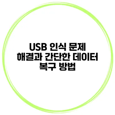 USB 인식 문제 해결과 간단한 데이터 복구 방법