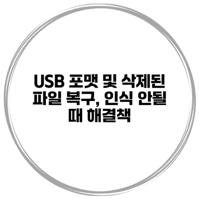 USB 포맷 및 삭제된 파일 복구, 인식 안될 때 해결책