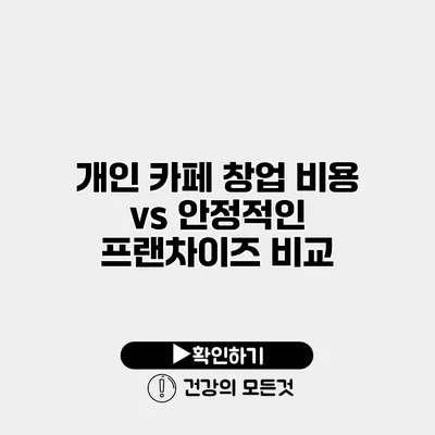 개인 카페 창업 비용 vs 안정적인 프랜차이즈 비교