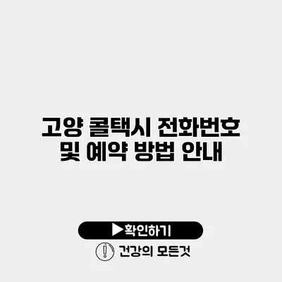고양 콜택시 전화번호 및 예약 방법 안내