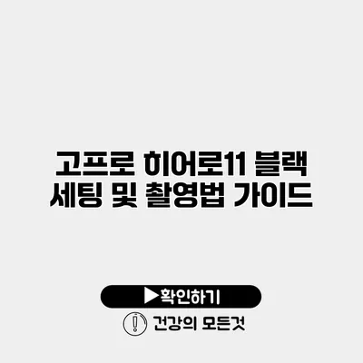 고프로 히어로11 블랙 세팅 및 촬영법 가이드