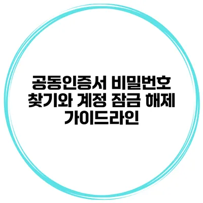 공동인증서 비밀번호 찾기와 계정 잠금 해제 가이드라인