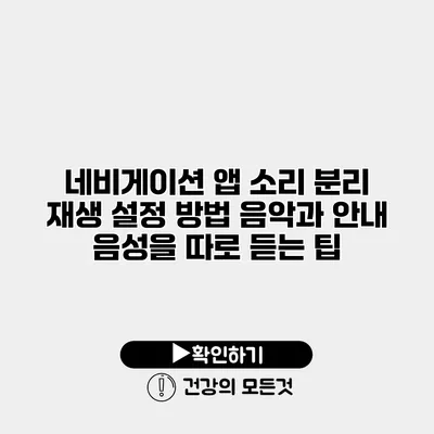 네비게이션 앱 소리 분리 재생 설정 방법 음악과 안내 음성을 따로 듣는 팁