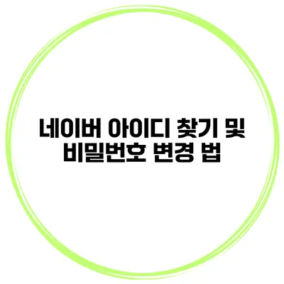 네이버 아이디 찾기 및 비밀번호 변경 법