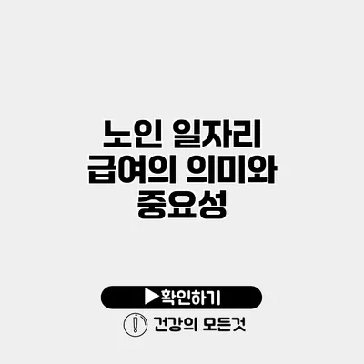 노인 일자리 급여의 의미와 중요성