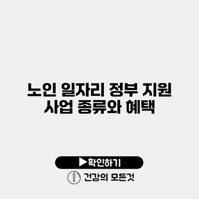 노인 일자리 정부 지원 사업 종류와 혜택