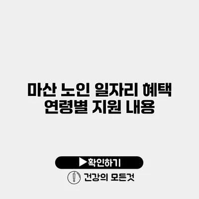 마산 노인 일자리 혜택 연령별 지원 내용