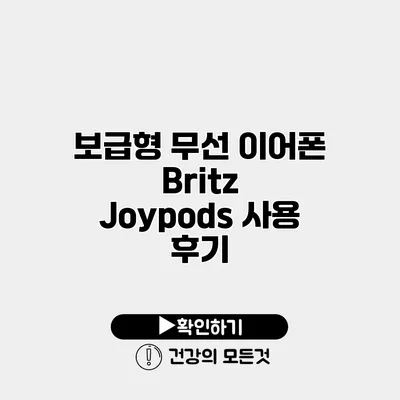 보급형 무선 이어폰 Britz Joypods 사용 후기