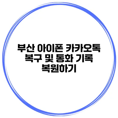 부산 아이폰 카카오톡 복구 및 통화 기록 복원하기