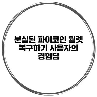 분실된 파이코인 월렛 복구하기 사용자의 경험담