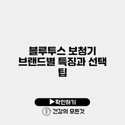 블루투스 보청기 브랜드별 특징과 선택 팁