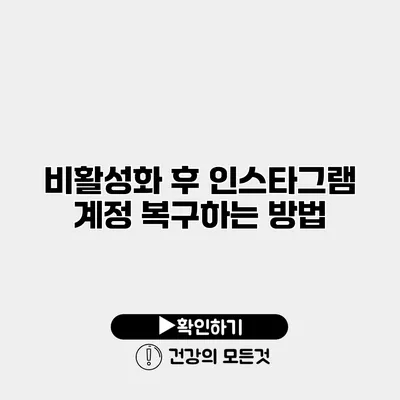 비활성화 후 인스타그램 계정 복구하는 방법
