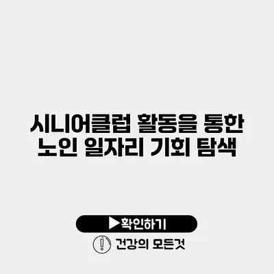 시니어클럽 활동을 통한 노인 일자리 기회 탐색