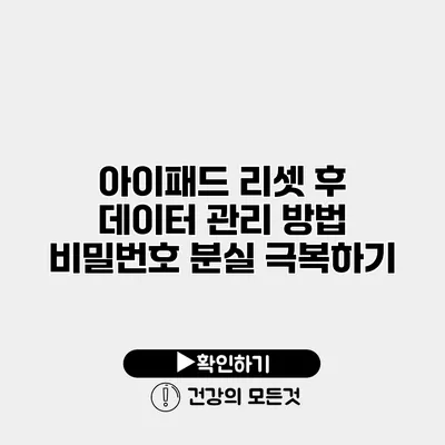아이패드 리셋 후 데이터 관리 방법 비밀번호 분실 극복하기