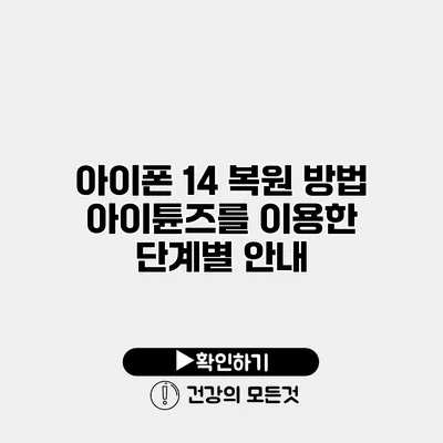 아이폰 14 복원 방법 아이튠즈를 이용한 단계별 안내