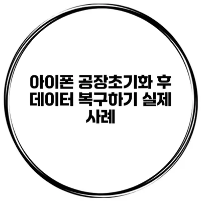 아이폰 공장초기화 후 데이터 복구하기 실제 사례
