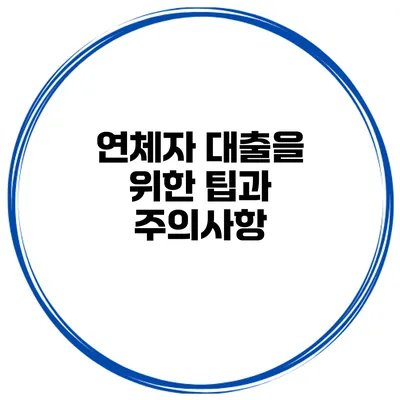 연체자 대출을 위한 팁과 주의사항