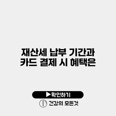 재산세 납부 기간과 카드 결제 시 혜택은?