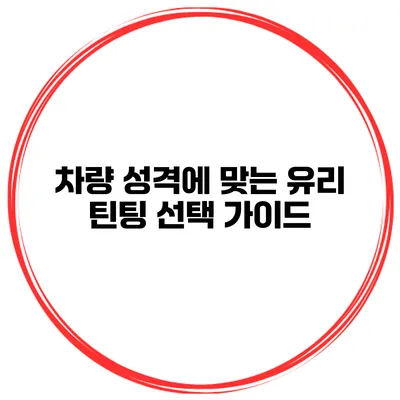 차량 성격에 맞는 유리 틴팅 선택 가이드