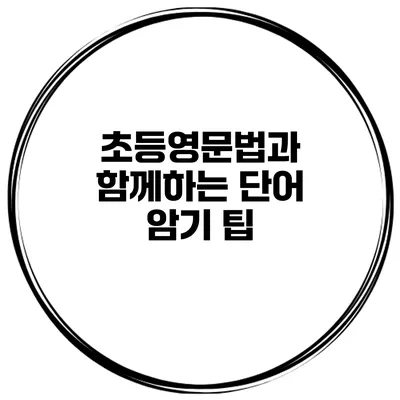 초등영문법과 함께하는 단어 암기 팁