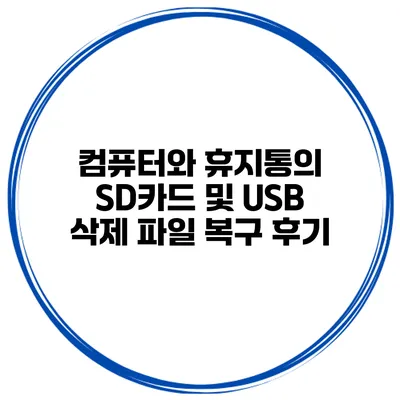 컴퓨터와 휴지통의 SD카드 및 USB 삭제 파일 복구 후기